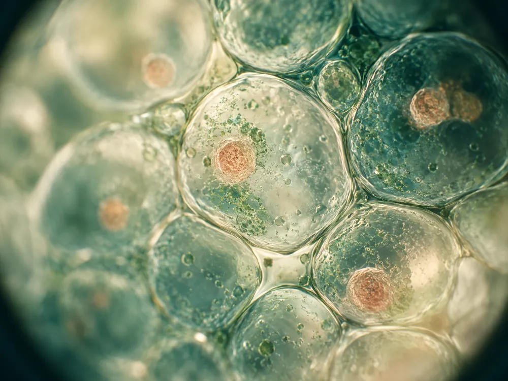 Cells seen under a microscope